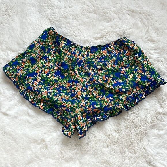 TRÈS BIEN MULTICOLOR DITSY FLORAL PRINT ELASTIC WAIST CULOTTES SHORTS SIZE S - Picture 5 of 7